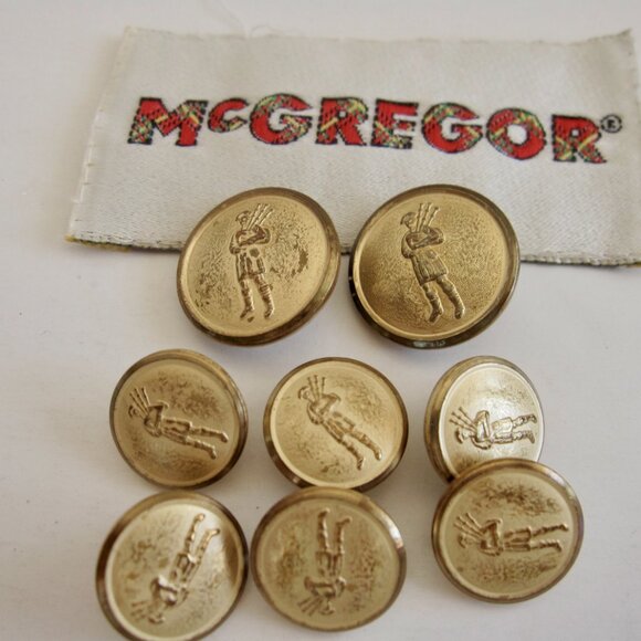 McGregor 8 Gold Blazer Replacement Buttons Scots Bagpipes Kilt Piper Burns Night - Picture 1 of 7